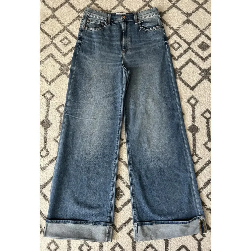 DAZE DENIM Far Out High Rise Wide Leg Cuff Hug Your Body Jeans In Big Break 30 - Picture 7 of 15